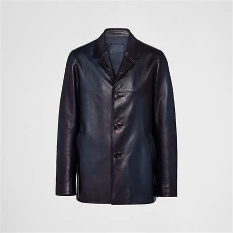 Baltic Blue Nappa Leather Caban Jacket 